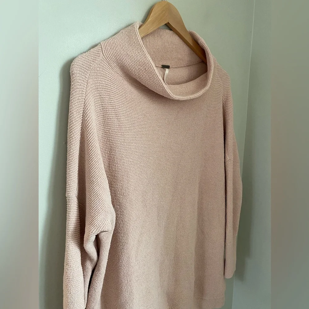 Free People Ottoman Slouchy Tunic Oversized Ribbed Mock neck Pink Women’s XS - Picture 5 of 9